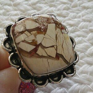 Gorgeous BRECCIATED MOOKIATE Handmade Sterling 925 Ring Size 8 #424E